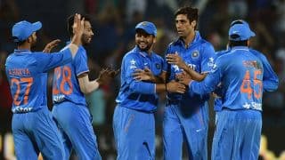 Mohammad Mithun dismissed for 1 by Ashish Nehra against India in 1st T20I at Asia Cup T20 2016